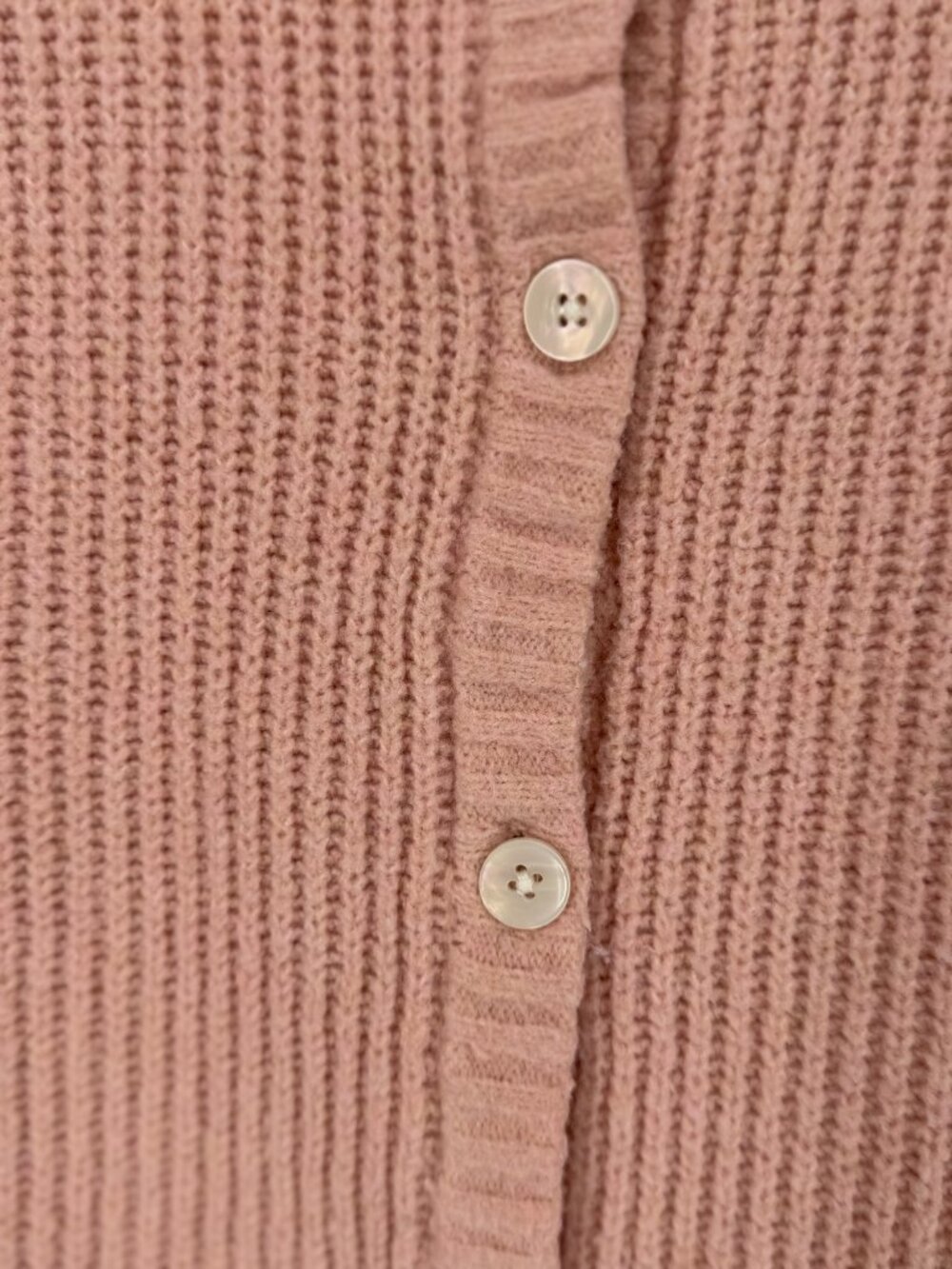 Aerie Pink Cropped Waffle Knit Button Front Cardigan Sweater Women’s Medium - Picture 3 of 7